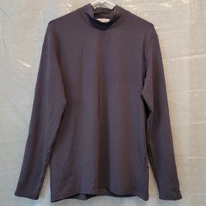 EMERGE Dark Gray Long Sleeve Turtleneck Fitted Stretch Layering Shirt